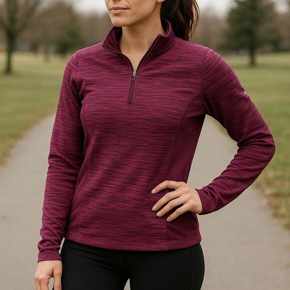 Columbia Pink Quarter Zip Athleisure Jacket M Activewear Sporty Athletic Yoga - Picture 1 of 6